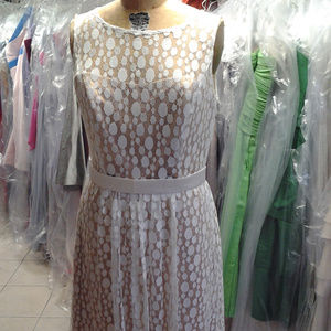 Afte Six 6631...Sleeveless, Cocktail Length Dress....Ivory / Gold..Size 10...NWT